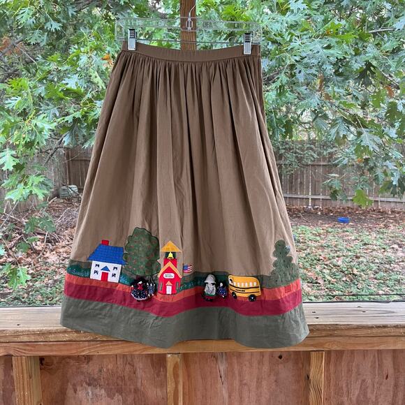 Handmade Dresses & Skirts - Women's Handmade Teacher Skirt School Theme Tan A-Line Size XS/S